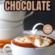 Sugar free hot chocolate in a white cup.