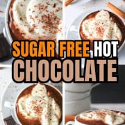 Sugar free hot chocolate in a white cup.