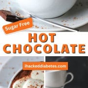 Sugar free hot chocolate in a white cup.