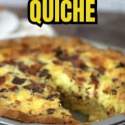 Keto quiche in a pie pan.