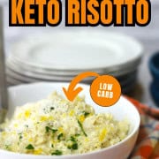 White bowl with keto risotto.
