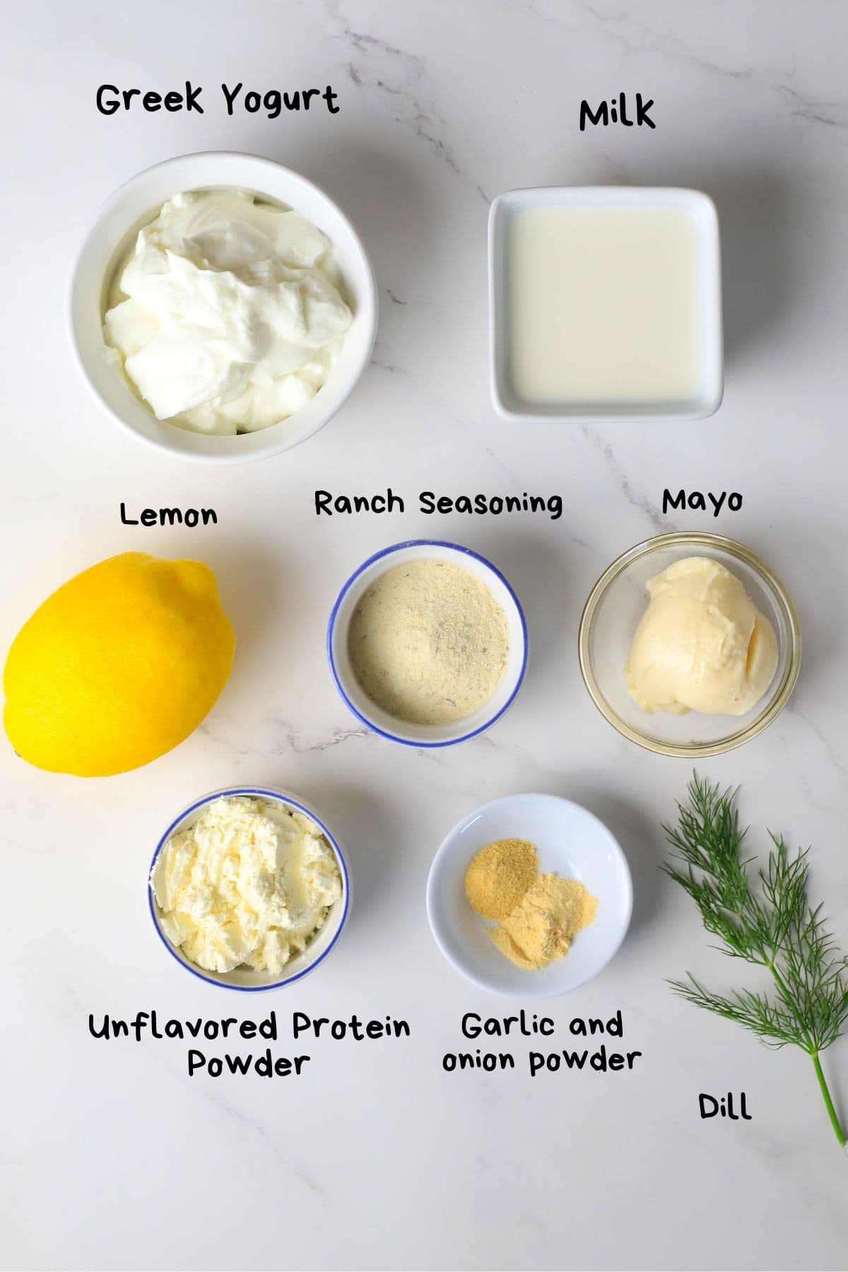 Greek yogurt protein ranch ingredients.
