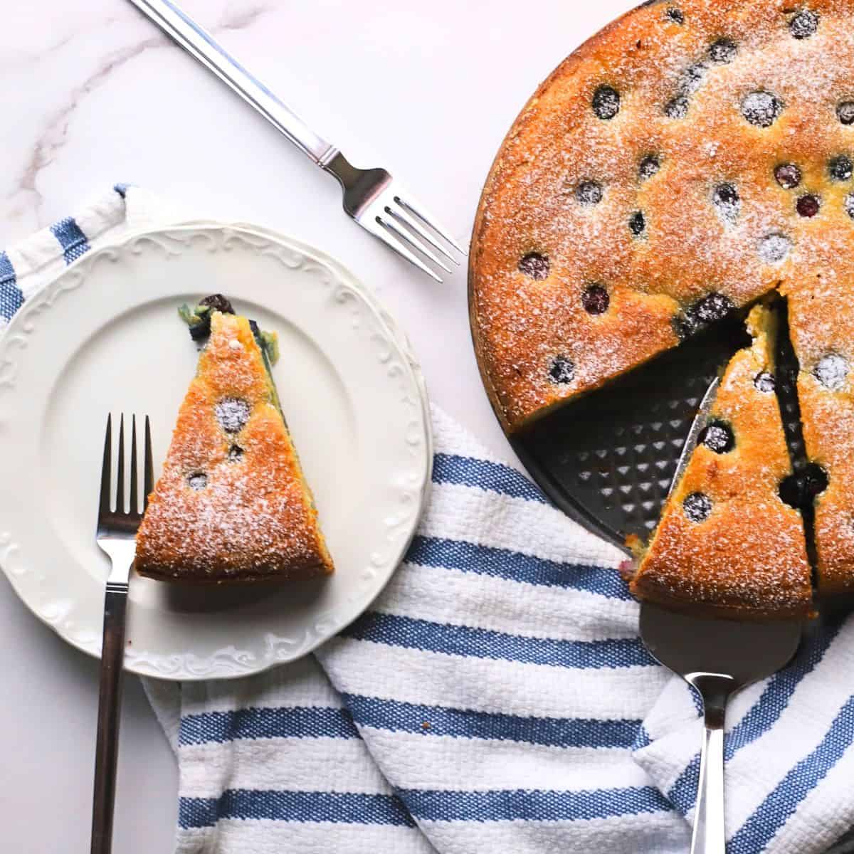 Low Carb Ricotta Blueberry Cake (Gluten-Free)