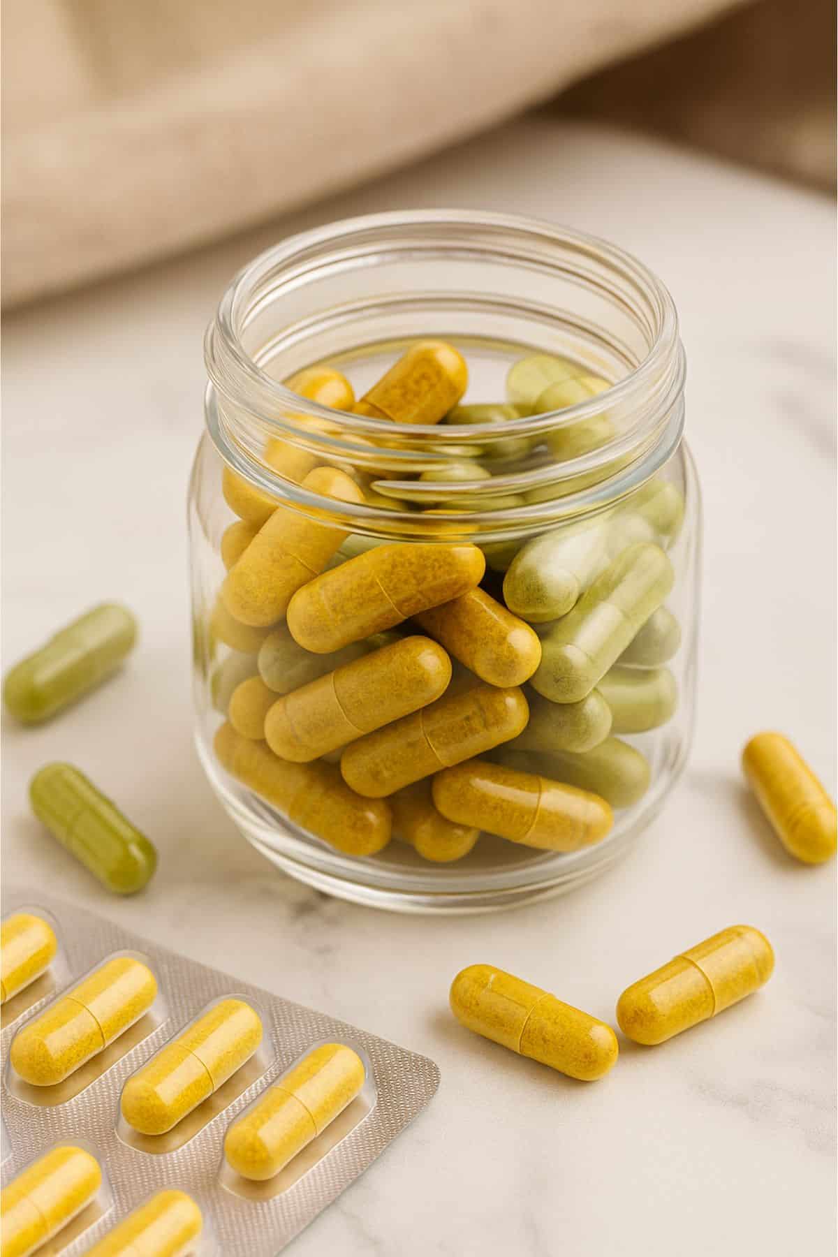 Jar of berberine and quercetin in it.