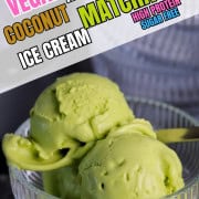 Bowl of vegan coconut match ice cream made in the ninja creami.