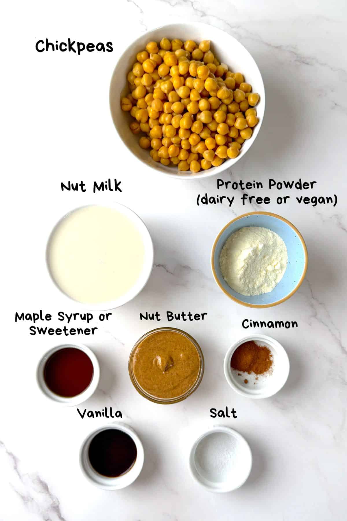 Ingredients for the chickpea cinnamon ice cream.
