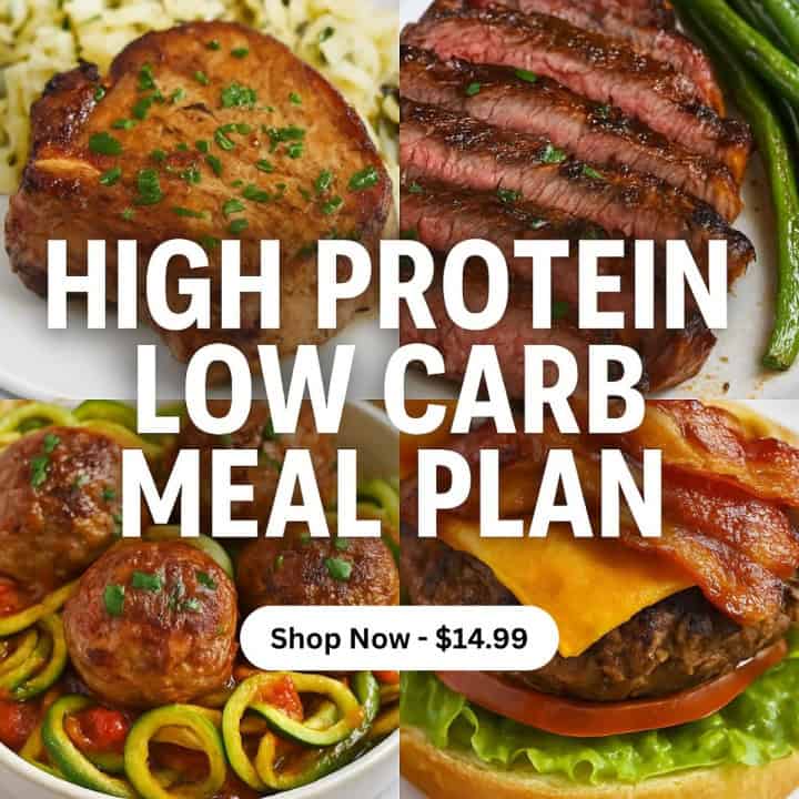 High protein low carb meal plan cover page image.