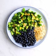 Feature image of the low carb blueberry salad on a plate.