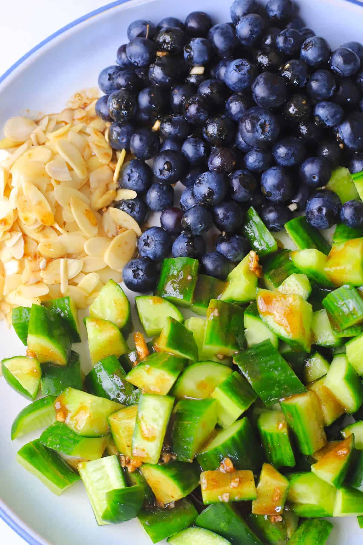 Low carb blueberry salad on a plate.