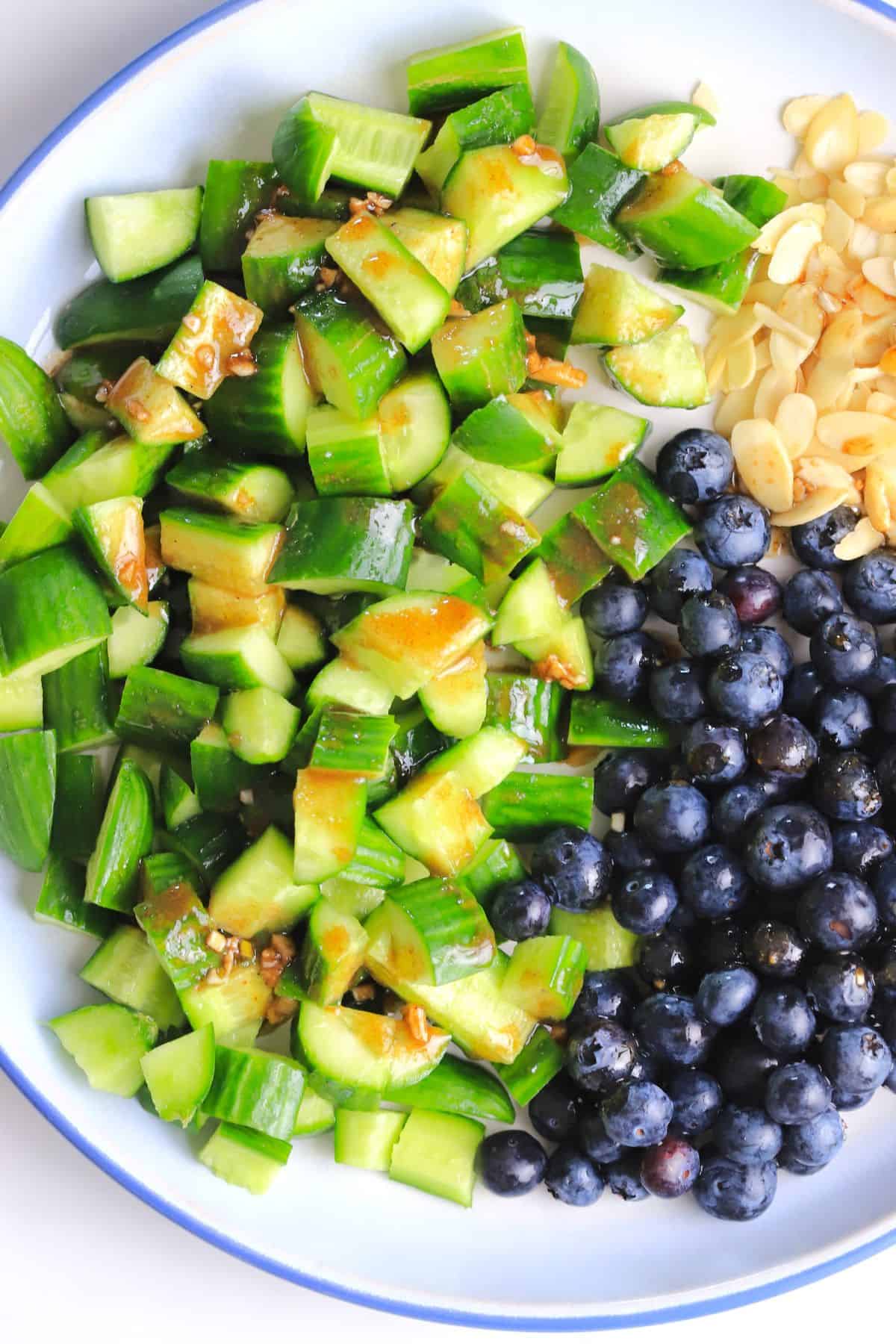 Low carb blueberry salad on a plate.