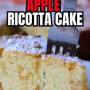 Low carb apple ricotta cake slice on a plate.