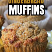 Closeup of a low carb gingerbread muffin.