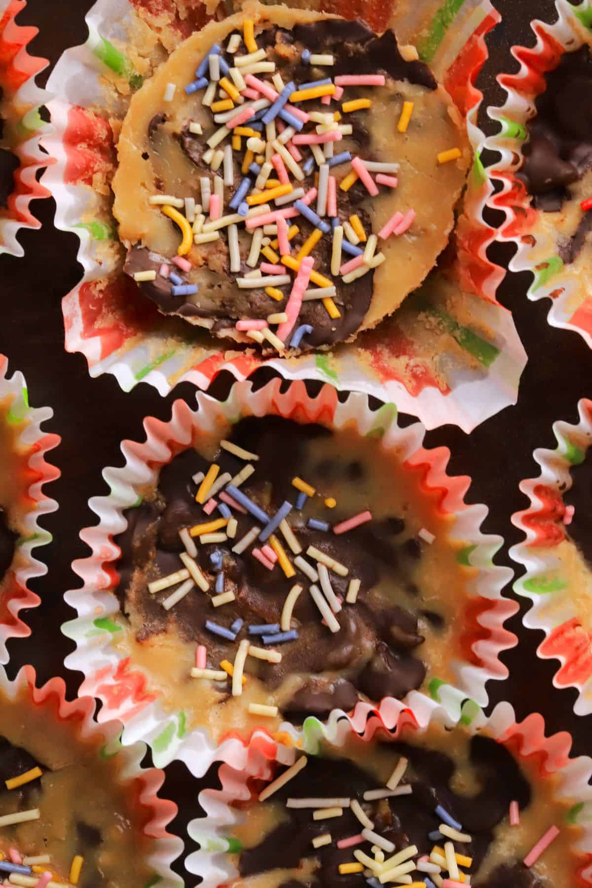 Low carb holiday pecan toffee bites on a tray.