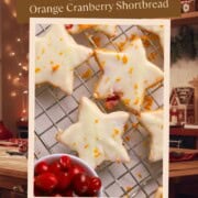 Low carb orange cranberry shortbread cookies for a pinterest image.