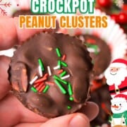 Holding a low carb crockpot peanut cluster.