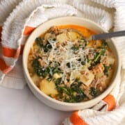Low carb zuppa toscana in a bowl.