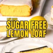 Sugar free lemon load on a plate pinterest image.
