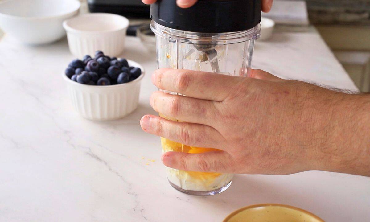 Blending the wet ingredients.
