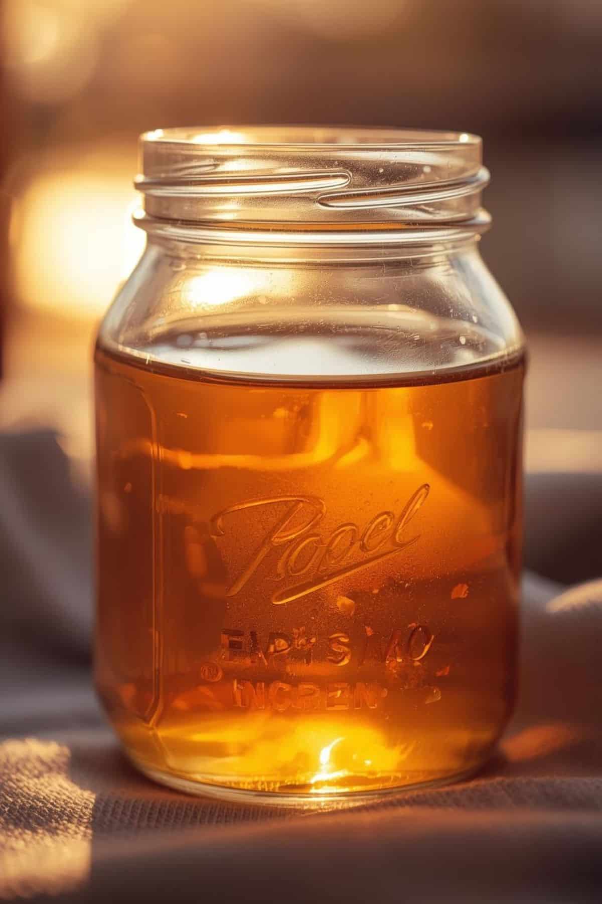 Low carb simple syrup in a jar.