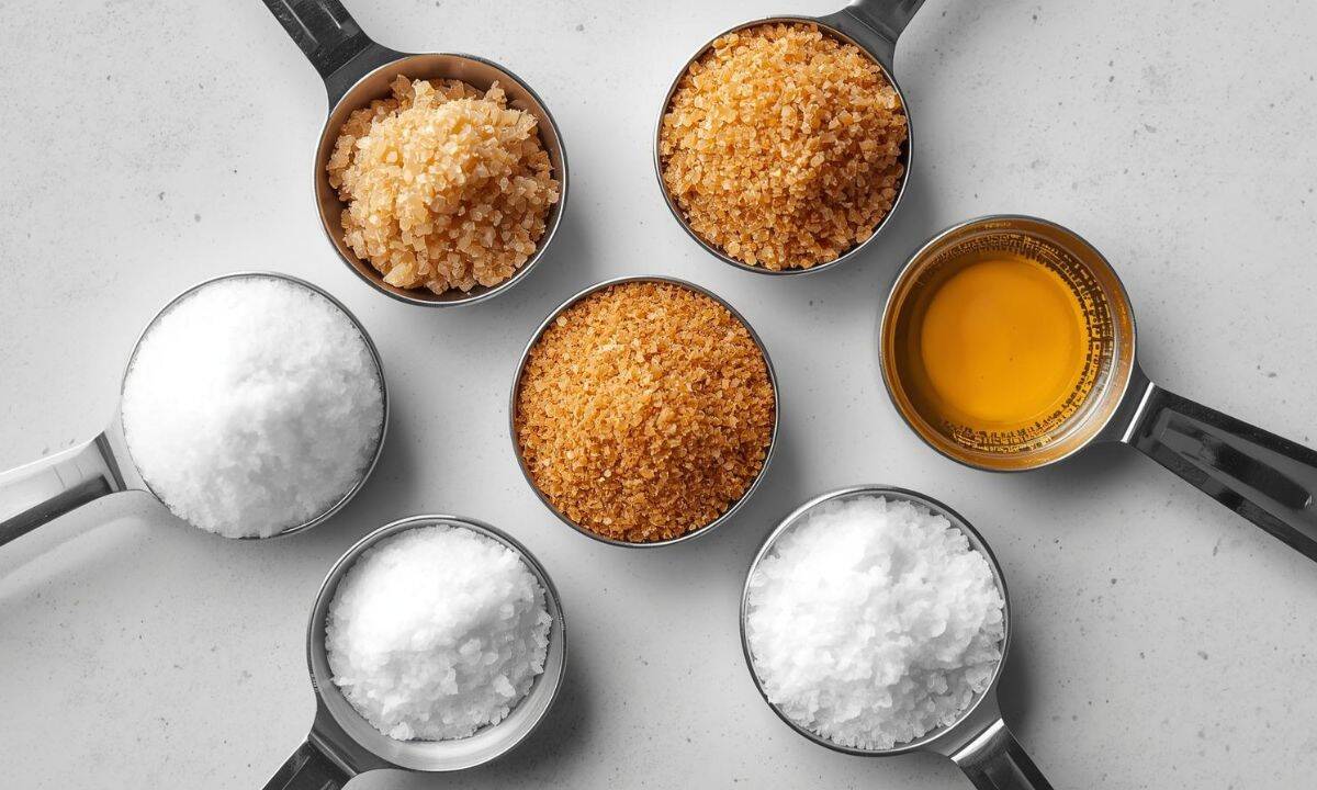 Measuring spoons with sweeteners.