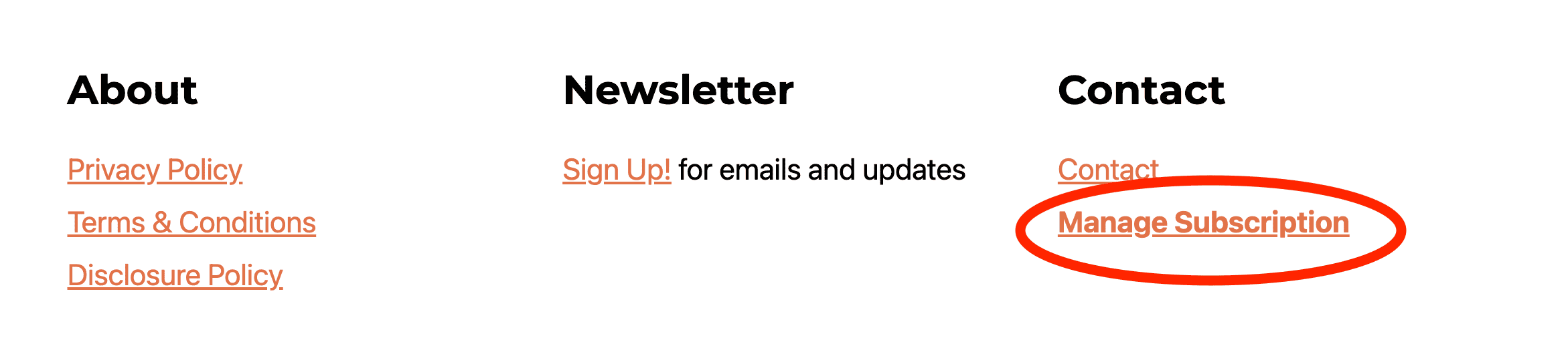 Screenshot of how to access manage subscription.