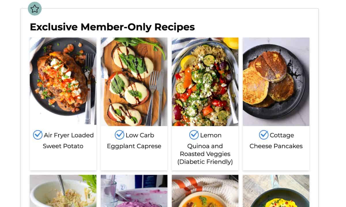 Exclusive member only recipes image screen shot.