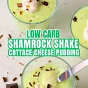 Pinterest image for the the low carb shamrock shake pudding.