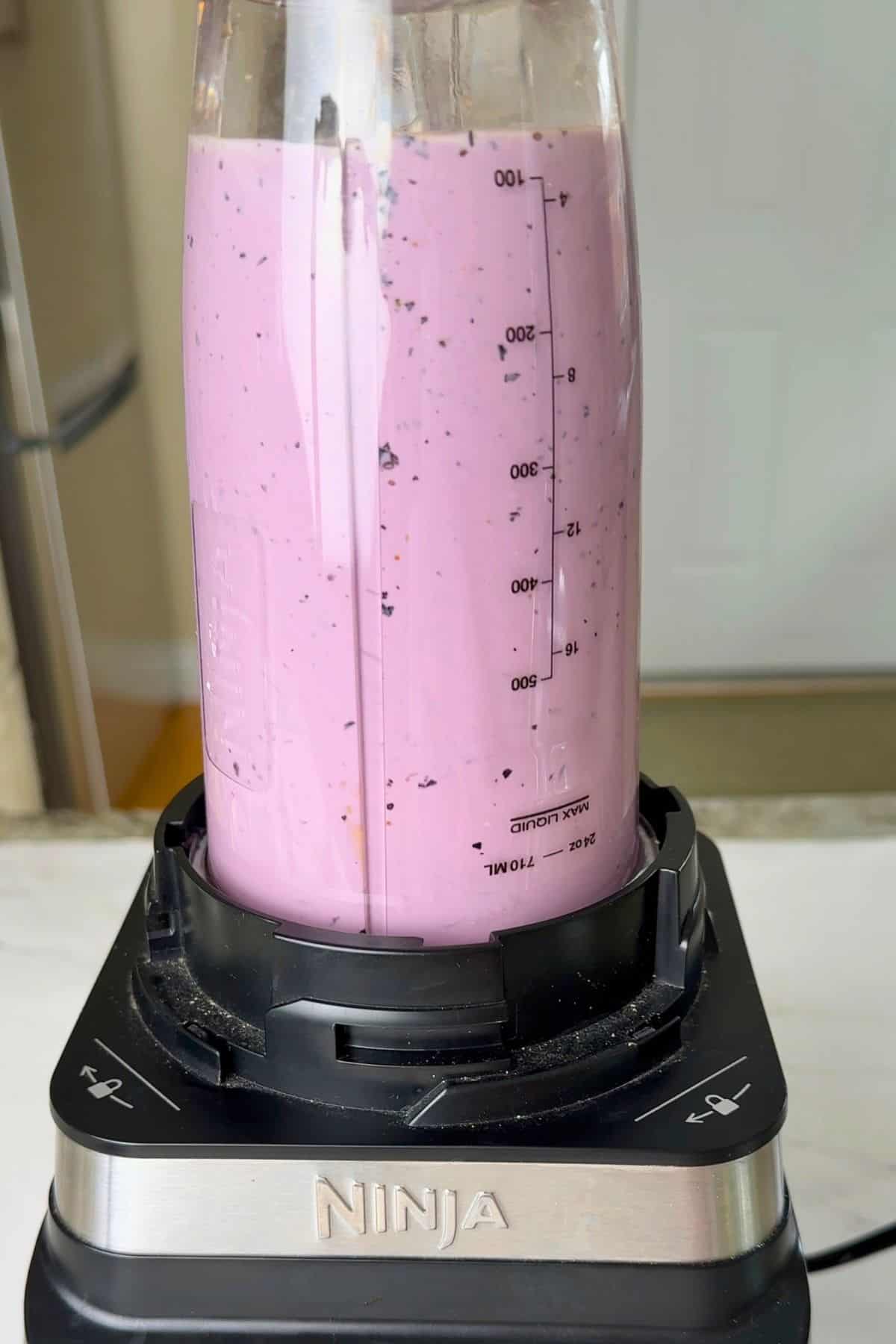 Blending the cottage blueberry mixture.