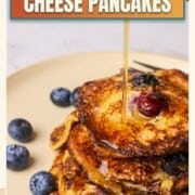 Blueberry cottage cheese pancakes pinterest image.