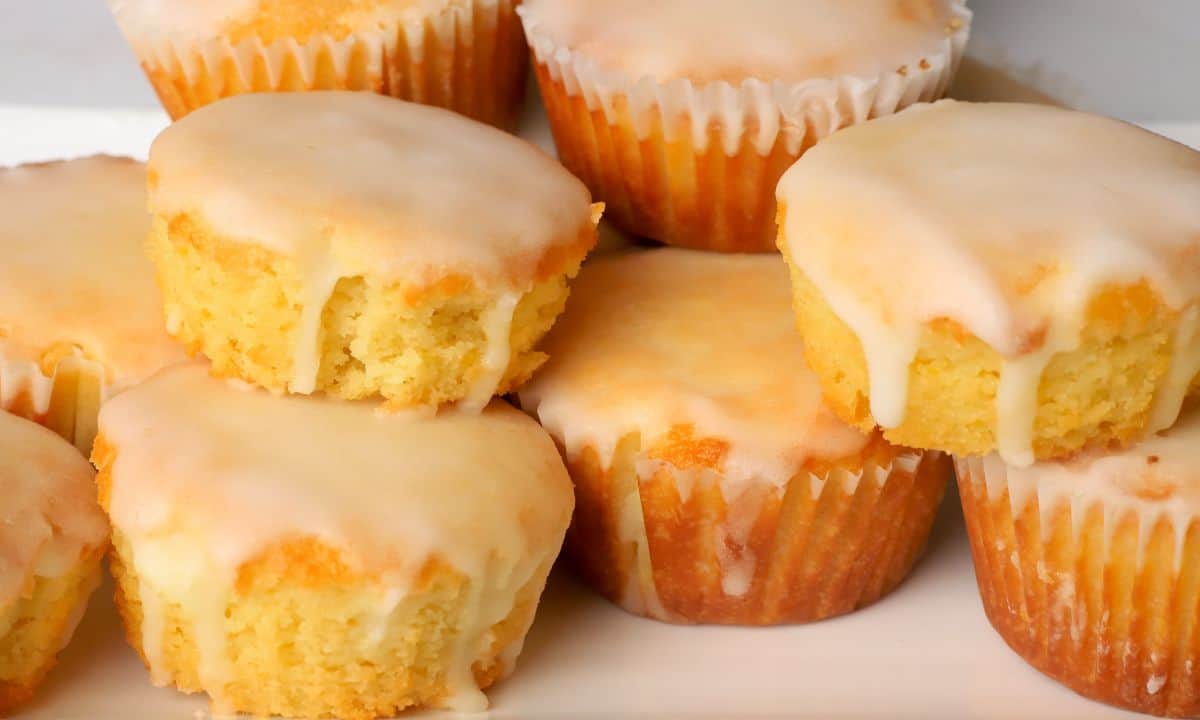 Sugar free lemon muffins on a plate.