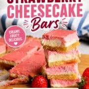 Low carb strawberry cheesecake bars pinterest image.