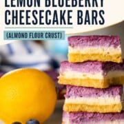 Low carb lemon blueberry cheesecake bars pinterest image.