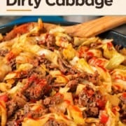 Low carb dirty cabbage in a skillet.