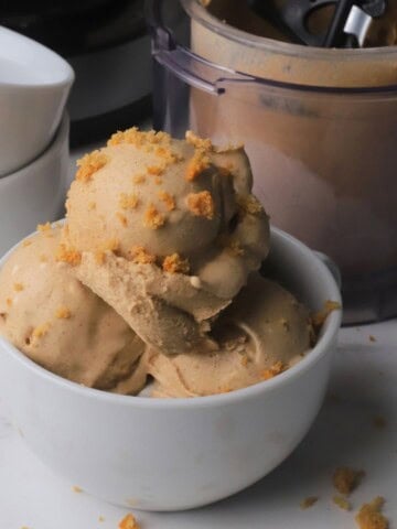 Sugar free snickerdoodle ice cream in a bowl.